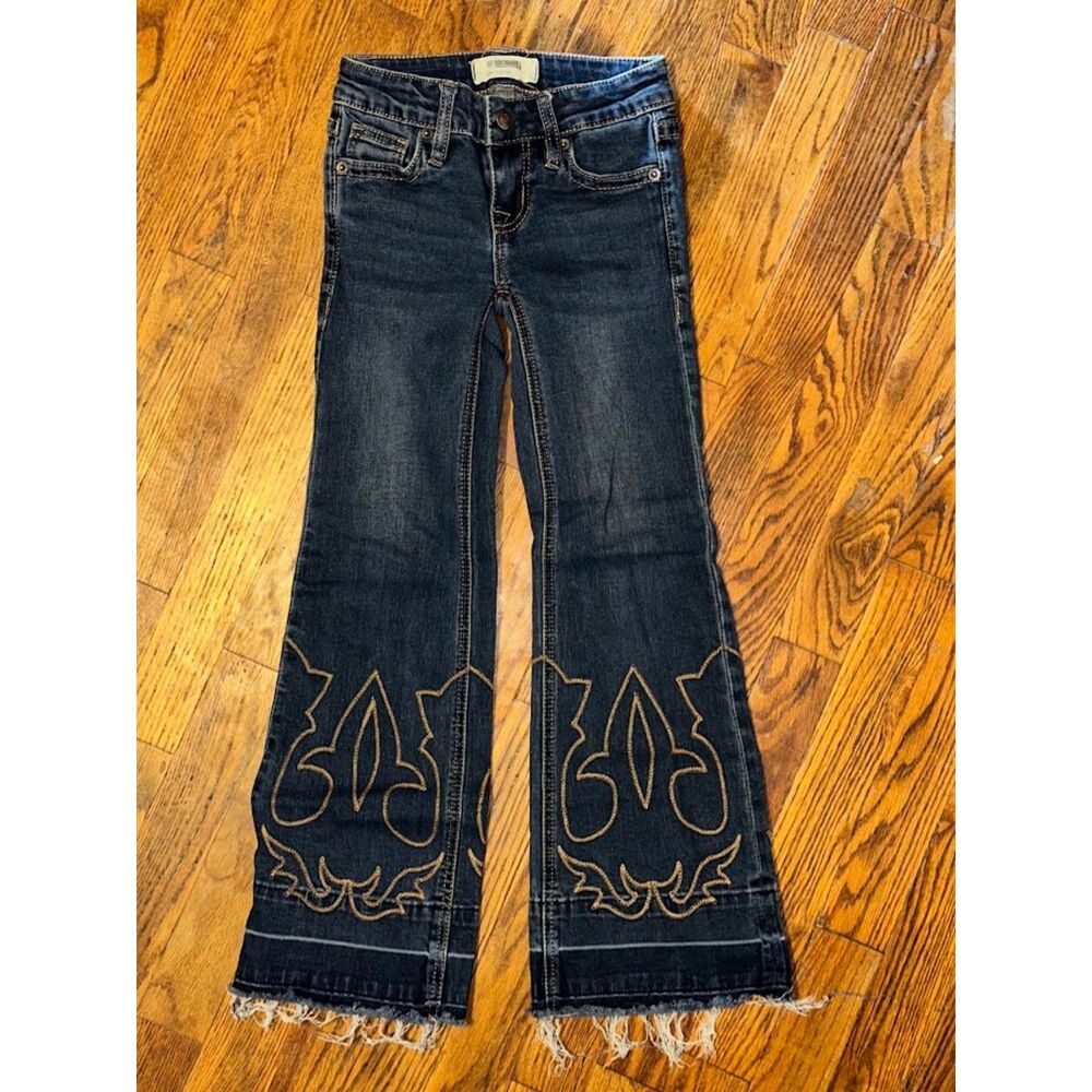Girls Rock & Roll Denim Embroidered Trouser Jeans Size 6